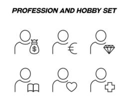 svartvit tecken i platt stil för butiker, butiker, webb webbplatser. redigerbar stroke. vektor linje ikon uppsättning med symboler av dollar, euro, diamant, bok, hjärta, medicinsk korsa förbi person