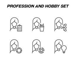 svartvit tecken i platt stil för butiker, butiker, webb webbplatser. redigerbar stroke. vektor linje ikon uppsättning med symboler av företag avtal, förnödenheter, Karta, paj Diagram, lampa förbi kvinna