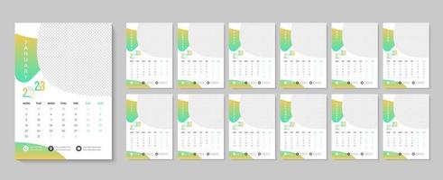 2023 år vägg kalender design med en gång i månaden händelse tryckbar kalendrar mall för företag byrå proffs vektor