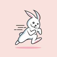 niedliche laufende kaninchenkarikaturillustration vektor