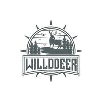 Wilde Hirsch-Abzeichen-Logo-Vektor-Illustration vektor