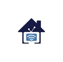 tv und wifi home shape konzept logo vektor. Fernseh- und Signalsymbol oder -symbol. einzigartiges Medien- und Radiologo vektor