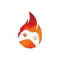 Gaming-Feuer-Logo-Symbol entwirft Vektor. Gamepad mit einem Feuer für Gaming-Logo vektor