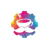 mustasch kaffe redskap form logotyp design mall. kreativ kaffe affär logotyp inspiration vektor