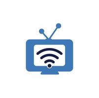 TV- und WLAN-Logo-Kombination. Fernseh- und Signalsymbol oder -symbol. einzigartiges Medien- und Radiologo vektor