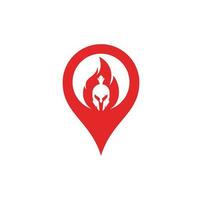 spartanisches Feuer GPS Form Konzept Logo Design Vektor. spartanisches Helmlogo in Brand vektor