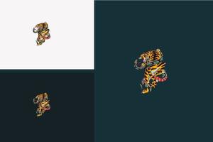 Tigerkampf mit Schlangenvektor-Illustrationsdesign vektor