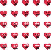 valentine schnurrbart emoji emoticon rotes herz teufel böse wütend vektor