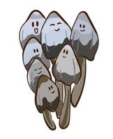 Pilzfamilie auf weißem Hintergrund. Tintenkappenpilz. Cartoon-Stil. vektor