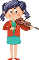 söt flicka spelar fiol vektor