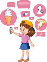 barn bläddring social media använder sig av telefon vektor