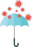 Regenschirm mit Coronavirus-Isolat auf weißem Hintergrund. vektor