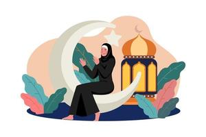 ramadan-tag-illustrationskonzept. eine flache Abbildung isoliert auf weißem Hintergrund vektor