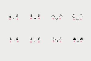 söt, söt emoji ikoner uppsättning, hand dragen emotionell tecknad serie tecken. söt rolig känslor. vektor