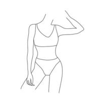vektor skön kvinnor kropp illustration. minimalistisk linjär kvinna figur. abstrakt underkläder, bikini sensuell linje konst. kropp positiv
