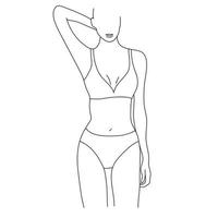 vektor skön kvinnor kropp illustration. minimalistisk linjär kvinna figur. abstrakt underkläder, bikini sensuell linje konst. kropp positiv