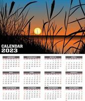 2023 Neujahr handgezeichnete Kalendervorlage im modernen Stil vektor