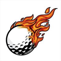 Golfball auf Feuervektorillustration. vektor