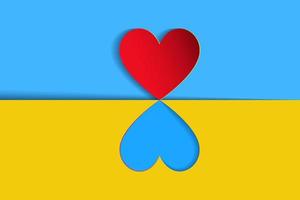 ukrainische Flagge mit rotem Herz. Papierschnitt-Stil. Vektor-Illustration. vektor