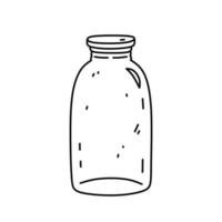 Glasflasche isoliert auf weißem Hintergrund. handgezeichnete Vektorgrafik im Doodle-Stil. Perfekt für Dekorationen, Logos, verschiedene Designs. vektor