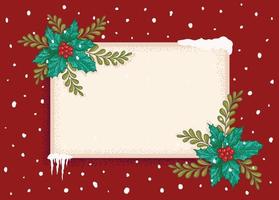 Vektor-Retro-Postkarte mit Weihnachtspflanzen vektor