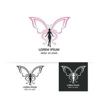 Schönheit fliegende Frauen Schmetterling Logo Vektor