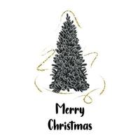 jul klistermärke, märka eller hälsning kort med jul träd, vektor illustration