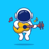 söt astronaut spelar gitarr tecknad serie vektor ikon illustration. människor vetenskap musik ikon begrepp isolerat premie vektor. platt tecknad serie stil