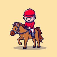 niedliche leute reiten pferd cartoon vektor symbol illustration. menschen sport tier symbol konzept isoliert premium vektor. flacher Cartoon-Stil