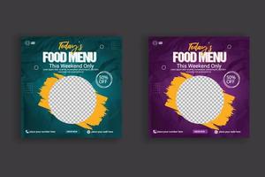 Lebensmittel-Social-Media-Beitragsvorlage für einfaches Banner-Design zur Lebensmittelförderung vektor