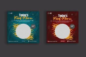 Lebensmittel-Social-Media-Beitragsvorlage für einfaches Banner-Design zur Lebensmittelförderung vektor