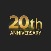 elegantes logo zum 20-jährigen jubiläum in gold vektor