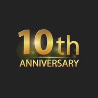 goldenes 10-jähriges jubiläumsfeier elegantes logo vektor