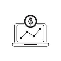 Laptop-Computer-Diagrammbericht Profit Geld Business Financial Line Style Icon vektor