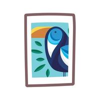 tropischer tukanvogel im rahmenbild lokalisierte ikone vektor