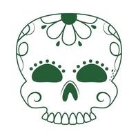 Totenkopf Catrina Blumendekoration Cinco de Mayo mexikanische Feierlinie Stilikone vektor