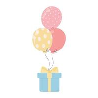 alles gute zum geburtstag geschenkbox luftballons überraschen feier dekoration vektor