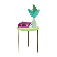 Buchtag, Tisch mit Büchern und Pflanzen in Vasendekoration vektor