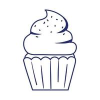 Lycklig födelsedag ljuv muffin mellanmål firande isolerat ikon linje stil vektor