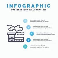 fabrik industri landskap linje ikon med 5 steg presentation infographics bakgrund vektor