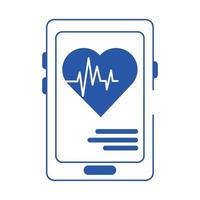 Online Arzt Smartphone Herzschlag Gesundheitswesen blaue Linie Stilsymbol vektor
