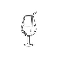 drycker glas kopp sprit alkohol med sugrör linje stil ikon vektor