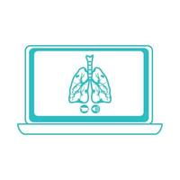 Online-Arzt, Laptop-Berater für Atemwegserkrankungen medizinischer Schutz covid 19, Symbol für Linienstil vektor