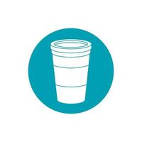 drycker disponibel papper kopp för hämtmat blå blockera stil ikon vektor
