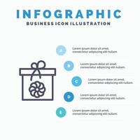 gåva låda blomma vår linje ikon med 5 steg presentation infographics bakgrund vektor