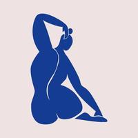 inspiriert von henri matisse abstrakte frauensilhouette. der weibliche Körper von hinten ist ausgeschnitten. flache vektorillustration in der collagentechnik lokalisiert. vektor