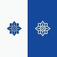 Blumendekoration China chinesische Linie und Glyphe festes Symbol blaues Banner vektor