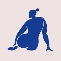 inspiriert von henri matisse abstrakte frau blaue silhouette. Der weibliche Körper ist ausgeschnitten. flache vektorillustration in der collagentechnik lokalisiert. vektor