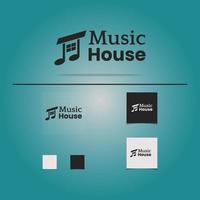 musik hus logotyp design vektor illustration