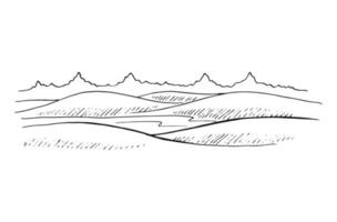 lantlig landskap. hand dragen illustration konverterad till vektor. vektor